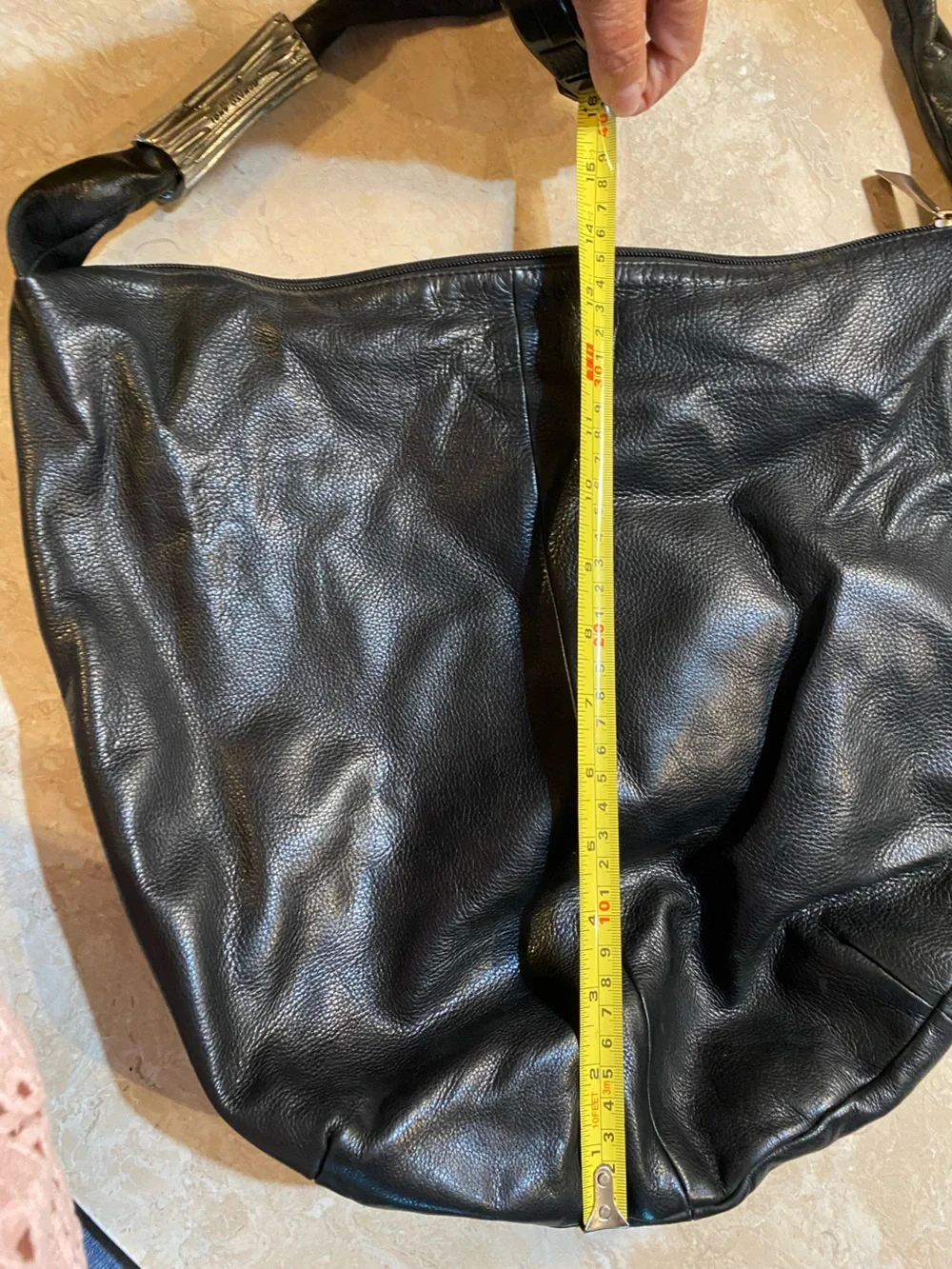 Renato Angi Black Leather Slouchy Hobo Bag